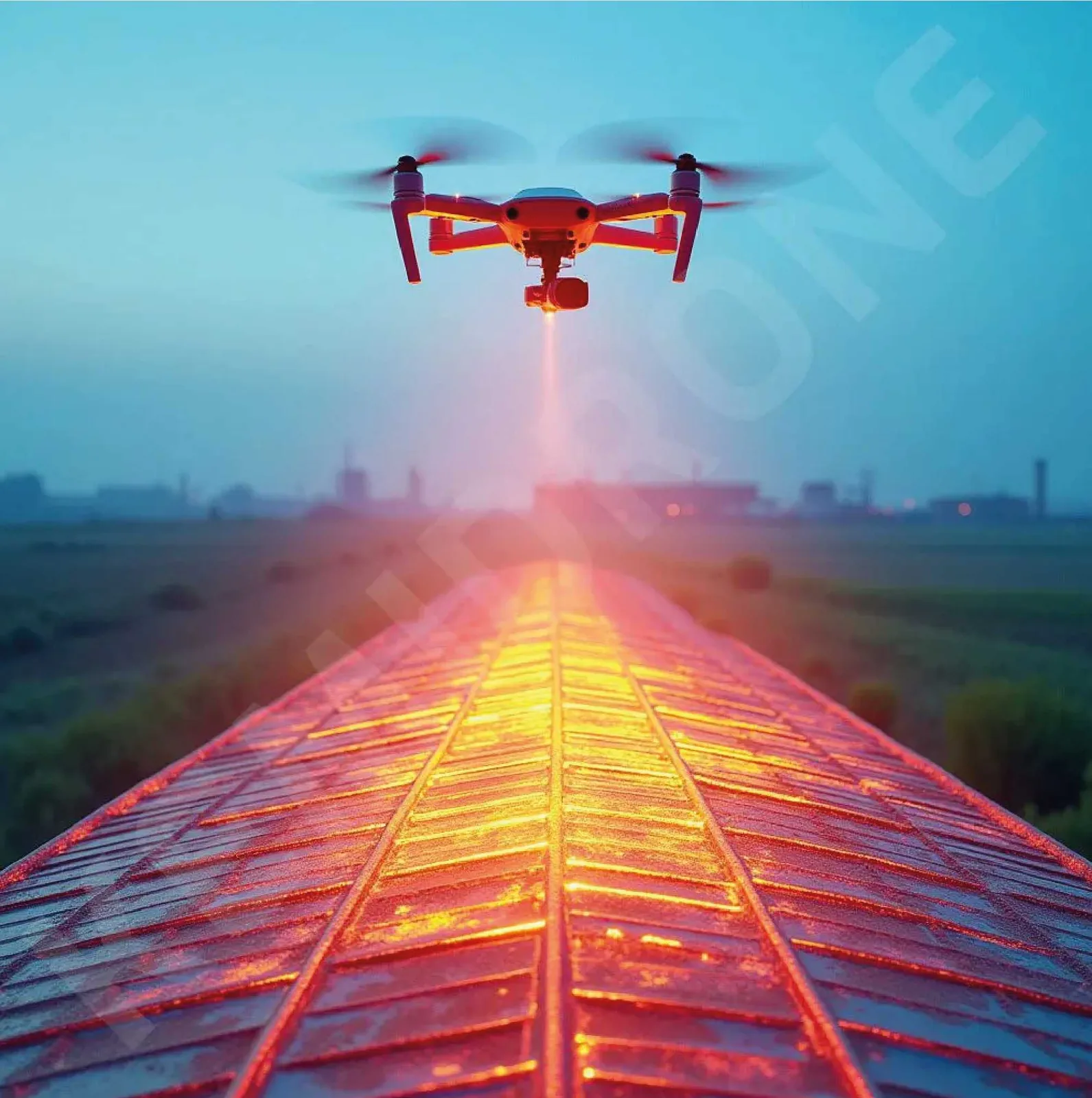 Illustration : drone équipé d'une caméra thermique survolant une toiture